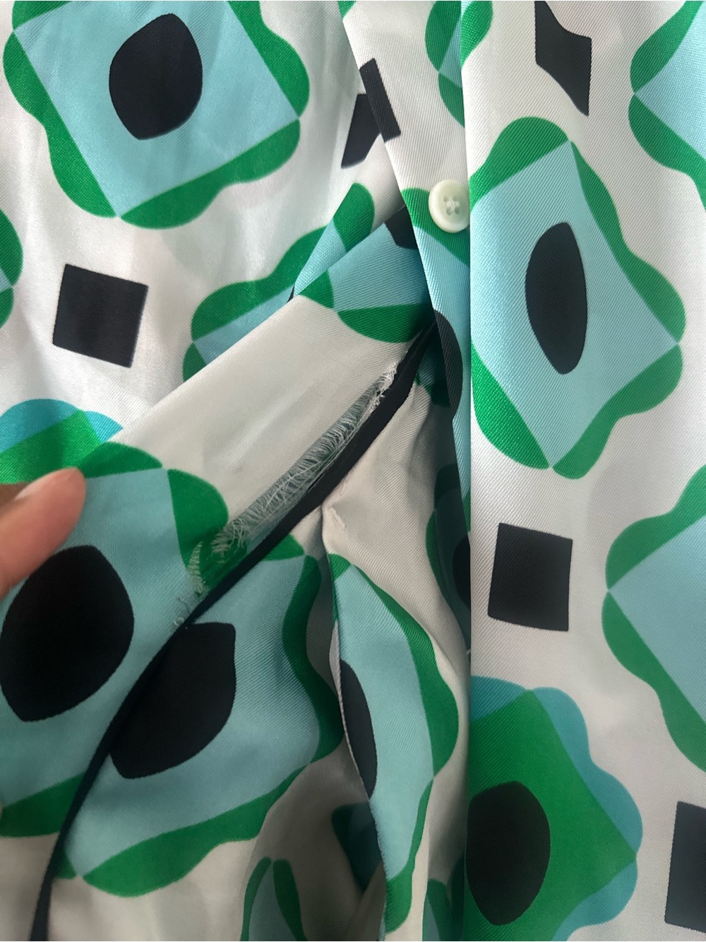 Zara Green & Teal Geometric Wide-Leg Pants Set - Picture 7 of 7